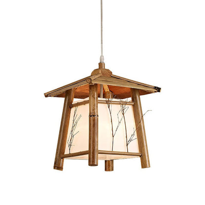 Traditional Japanese Bamboo Weaving Metal 1-Light Pendant Light