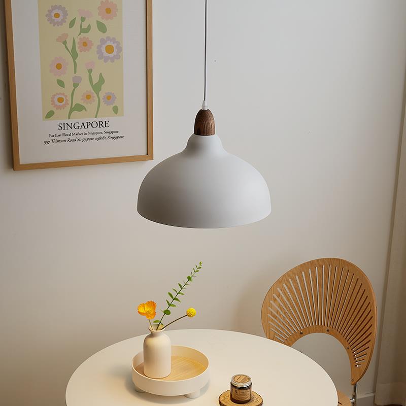 Traditional Japanese Solid Wood Dome Round Hardware 1-Light Pendant Light For Living Room