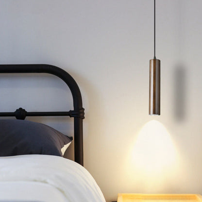 Modern Minimalist Oak Wood Cylinder LED Pendant Light For Living Room & Bedroom