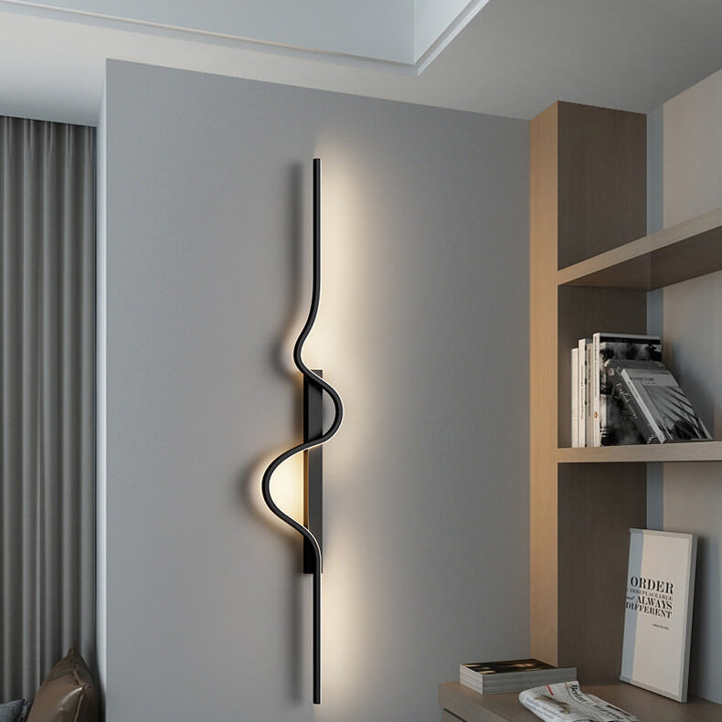 Modern Minimalist Long Wave Design Aluminum Iron LED Wall Sconce Lamp For Living Room