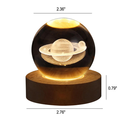 Contemporary Creative Star System Crystal Ball USB LED Night Light Table Lamp For Bedroom