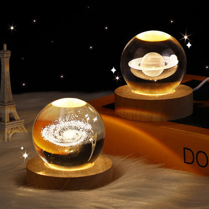 Contemporary Creative Star System Crystal Ball USB LED Night Light Table Lamp For Bedroom