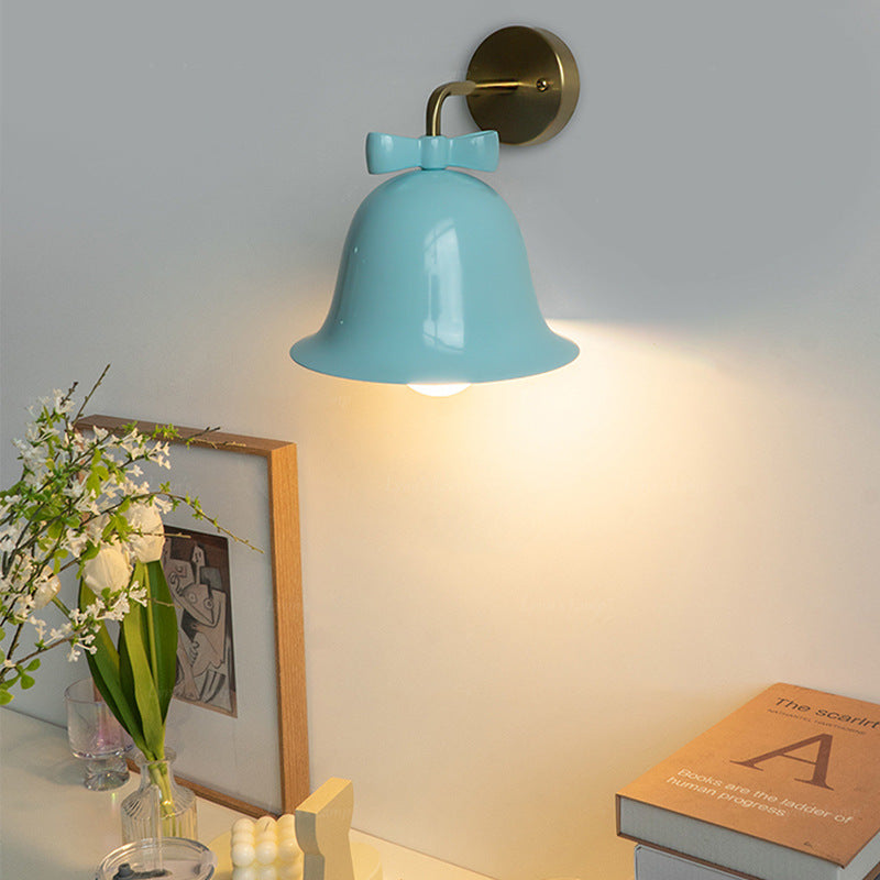 Traditional French Bell Butterfly Round Iron 1-Light Wall Sconce Lamp for Living Room