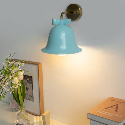 Traditional French Bell Butterfly Round Iron 1-Light Wall Sconce Lamp for Living Room