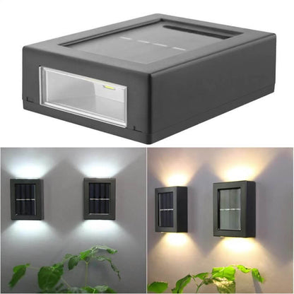 Solar Square Up and Down Lighted LED Outdoor Waterproof Garden Wall Sconce Lamp