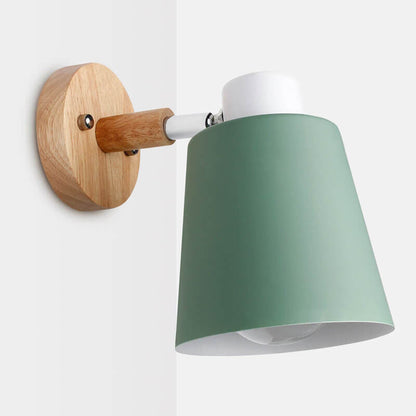 Nordic Minimalist Solid Color Iron Wood 1-Light Wall Sconce Lamp