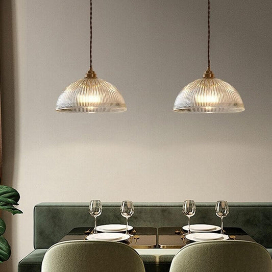 Modern Minimalist Clear Brass Glass Dome Pot Lid 1-Light Pendant Light