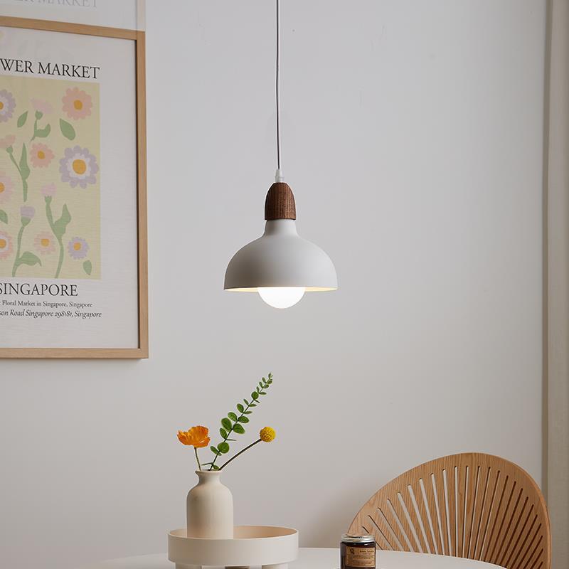 Traditional Japanese Solid Wood Dome Round Hardware 1-Light Pendant Light For Living Room