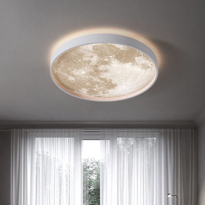 Modern Minimalist Moon Round Iron Acrylic LED Flush Mount Ceiling Light for Living Room