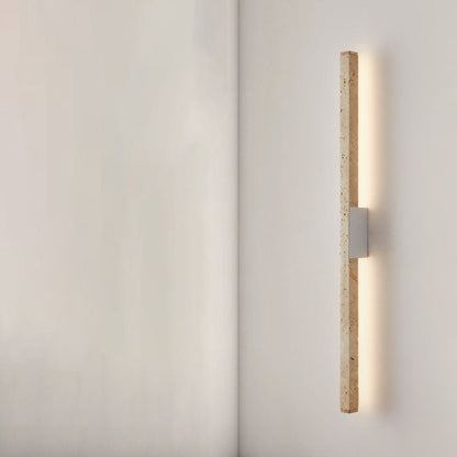 Japanese Wabi-Sabi Yellow Travertine Long Strip LED Wall Sconce Lamp