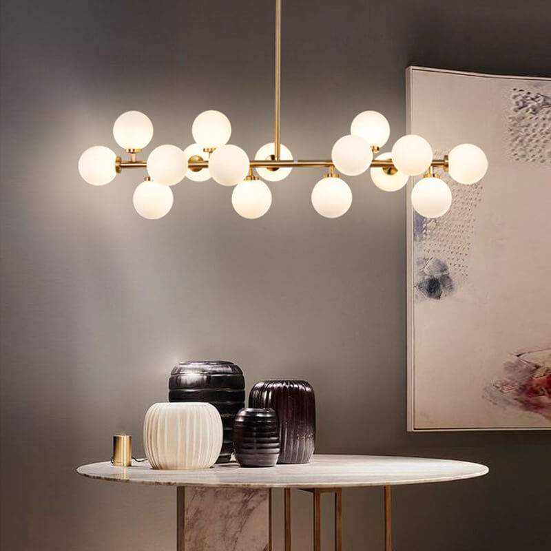 Modern Luxury Magic Bean Iron Glass Ball 16-Light Island Light Chandelier For Dining Room