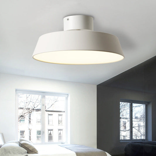 Contemporary Scandinavian Round Pot Iron LED Flush Mount Ceiling Light for Living Room