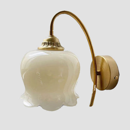 Traditional Vintage Floral Resin Copper Iron 1-Light Wall Sconce Lamp For Bedroom