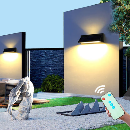 Modern Minimalist Solar Waterproof Aluminum Glass Rectangular Slant LED Patio Wall Sconce Lamp For Outdoor