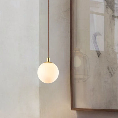 Contemporary Nordic Minimalist White Orb 1-Light Pendant Light For Bedroom