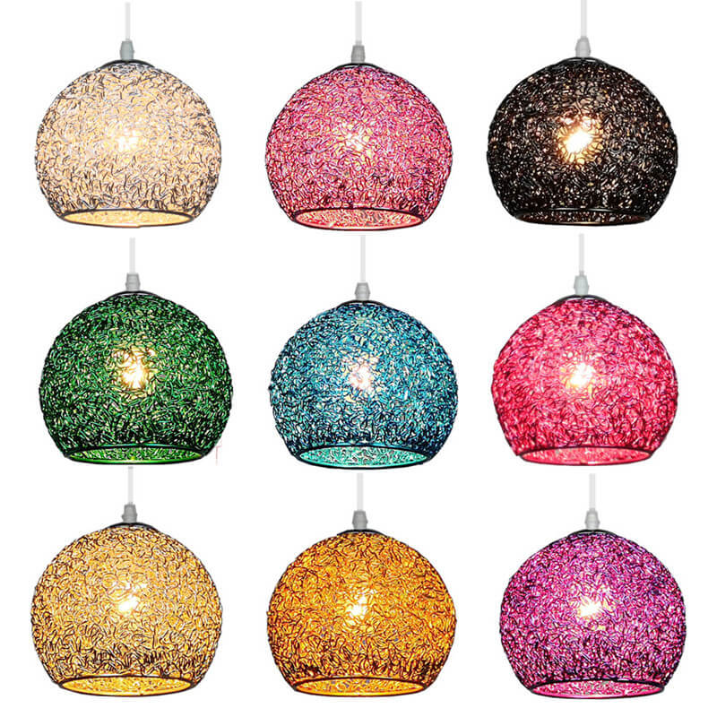 Contemporary Creative Aluminum Macaron Round 1-Light Pendant Light For Living Room