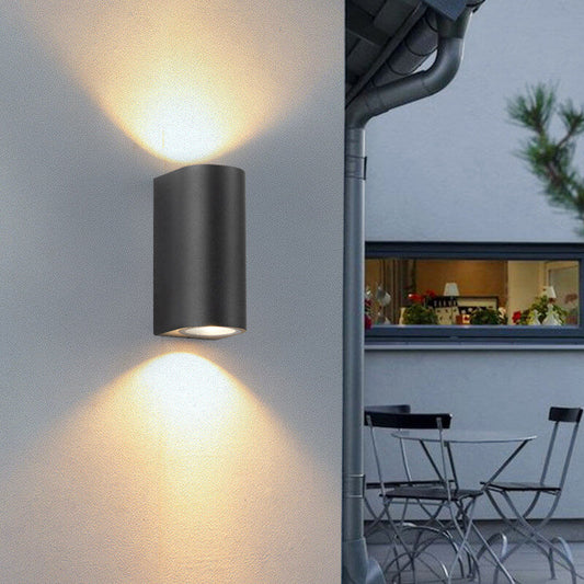 Modern Minimalist Outdoor Waterproof Aluminum Glass Cylinder 2-Light Wall Sconce Lamp for Outdoor Patio