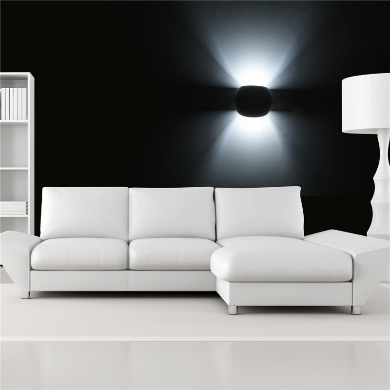 Modern Minimalist Round Drum Up and Down Gypsum 1-Light  Wall Sconce Lamp