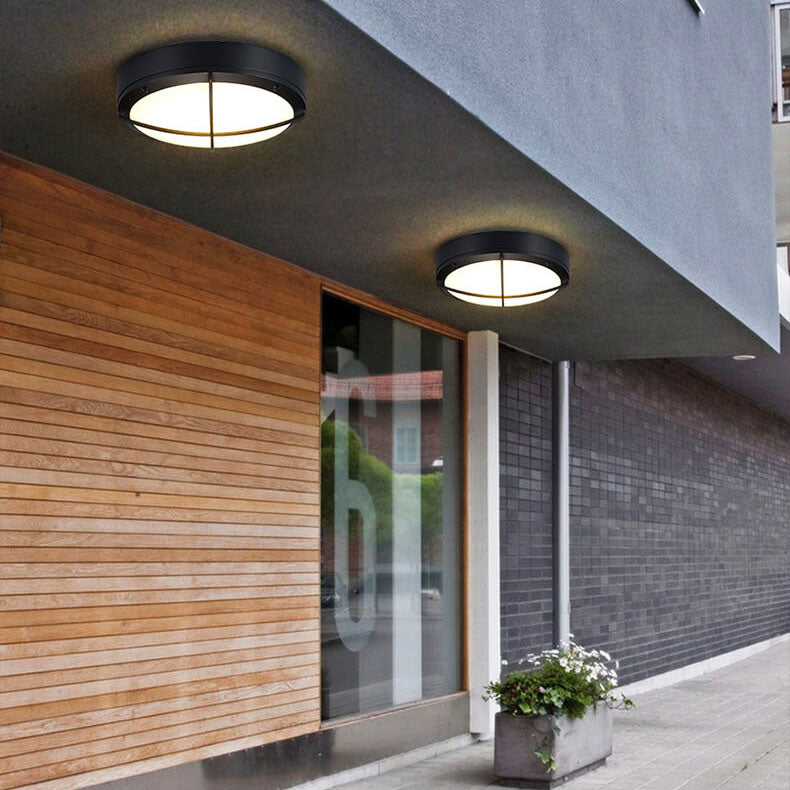 Modern Minimalist Round Aluminum Acrylic Outdoor Waterproof LED Flush Mount Ceiling Light For Outdoor Patio