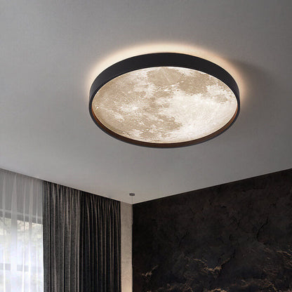 Modern Minimalist Moon Round Iron Acrylic LED Flush Mount Ceiling Light for Living Room