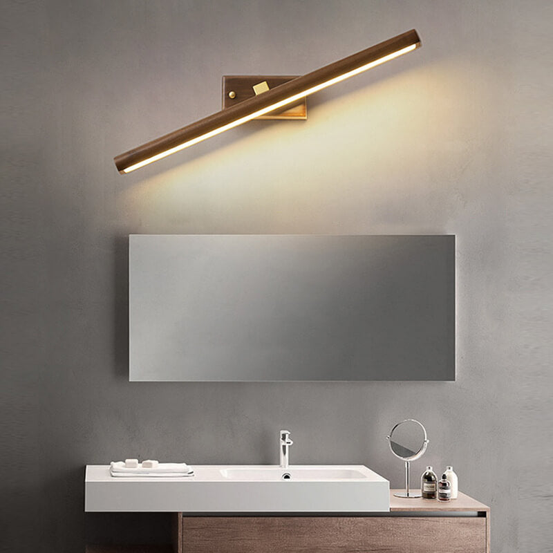 Nordic Minimalist Beechwood Copper Cylinder LED Bathroom Vanity Mirror Front Wall Sconce Lamp For Living Room & Bathroom