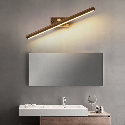 Nordic Minimalist Beechwood Copper Cylinder LED Bathroom Vanity Mirror Front Wall Sconce Lamp For Living Room & Bathroom