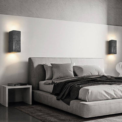 Traditional Retro Wabi-sabi Composites Square Column Hand Sculpted LED Wall Sconce Lamp for Living Room