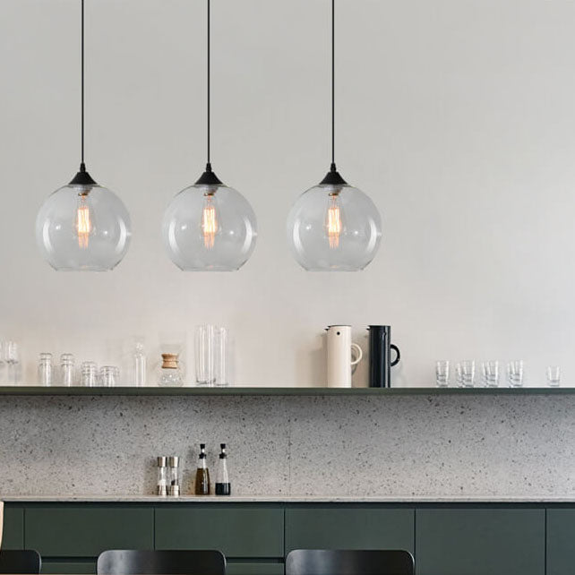 Modern Minimalist Stained Round Glass Iron 1-Light Pendant Light for Living Room