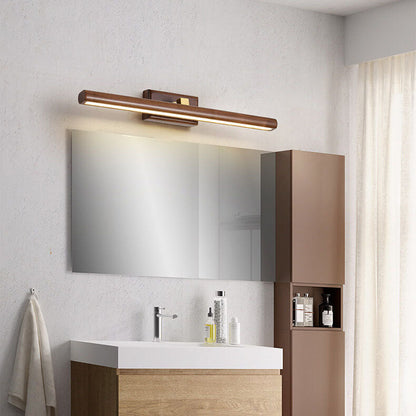 Nordic Minimalist Beechwood Copper Cylinder LED Bathroom Vanity Mirror Front Wall Sconce Lamp For Living Room & Bathroom