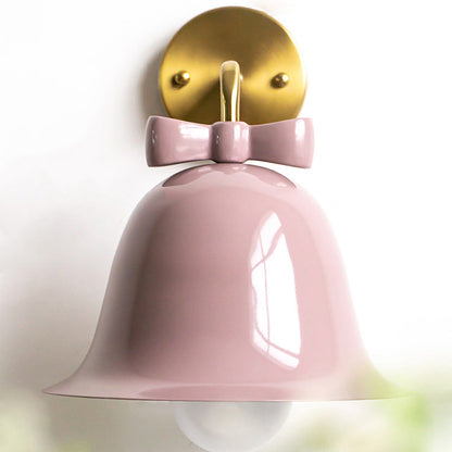 Traditional French Bell Butterfly Round Iron 1-Light Wall Sconce Lamp for Living Room