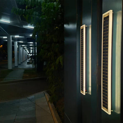 Modern Minimalist Aluminum Acrylic Outdoor Solar Rectangular Strip Waterproof Patio LED Wall Sconce Lamp for Outdoor Patio