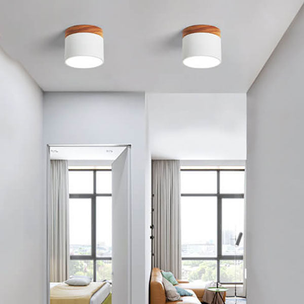 Scandinavian Macaroon Solid Color Log LED Flush Mount Ceiling Light