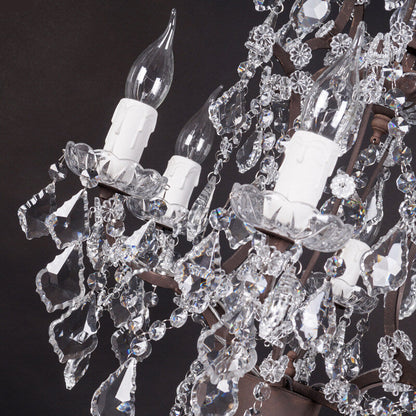 Traditional Vintage Crystal Candelabra Rust 6-Light Table Lamp For Living Room