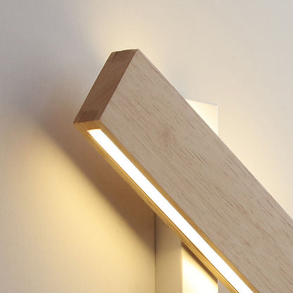Contemporary Nordic Log Rectangular Flat Rotatable Solid Wood Acrylic LED Wall Sconce Lamp