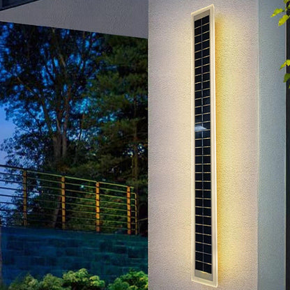 Modern Minimalist Aluminum Acrylic Outdoor Solar Rectangular Strip Waterproof Patio LED Wall Sconce Lamp for Outdoor Patio