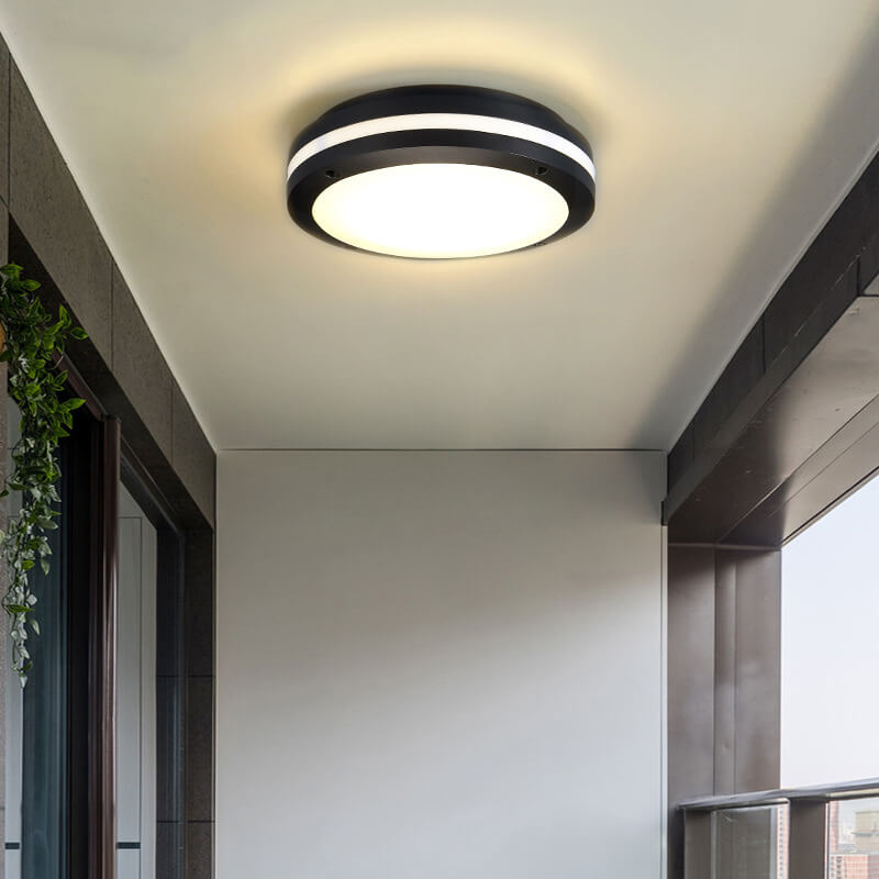 Modern Minimalist Round Aluminum Acrylic Outdoor Waterproof LED Flush Mount Ceiling Light For Outdoor Patio