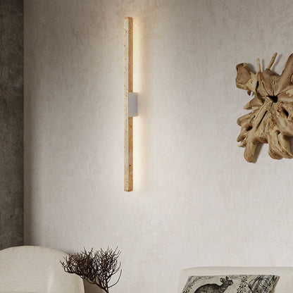 Japanese Wabi-Sabi Yellow Travertine Long Strip LED Wall Sconce Lamp