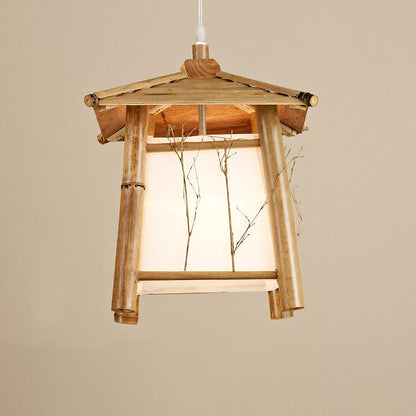 Traditional Japanese Bamboo Weaving Metal 1-Light Pendant Light