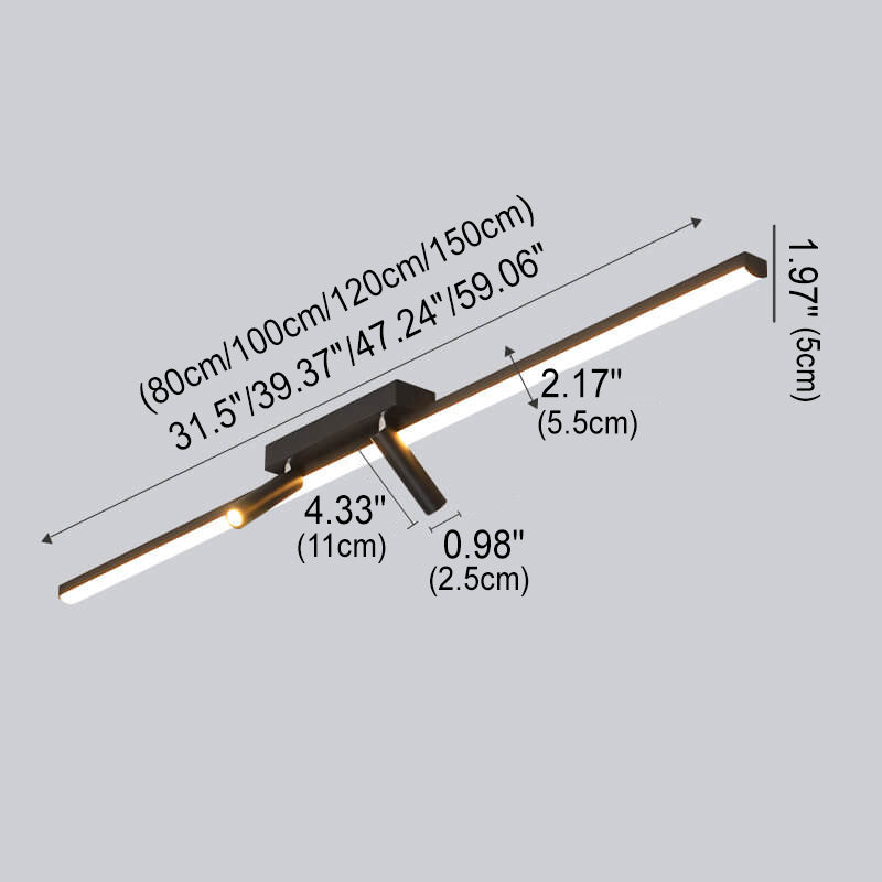 Modern Minimalist Long Strip Iron Acrylic LED Spotlight Flush Mount Ceiling Light