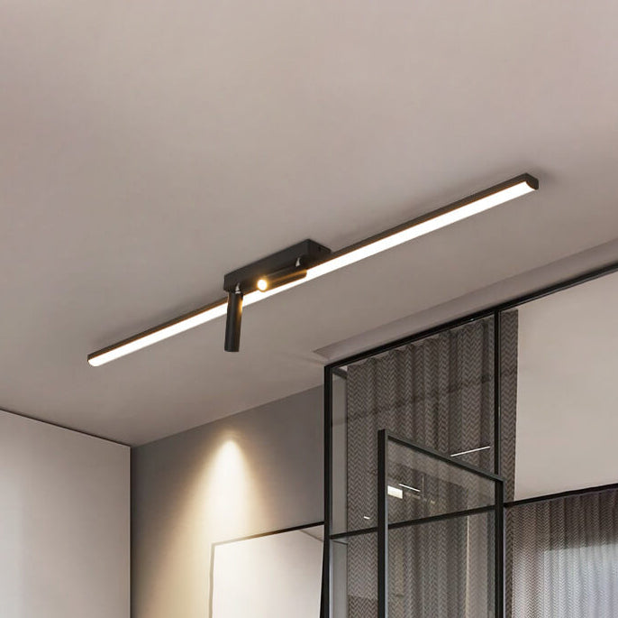Modern Minimalist Long Strip Iron Acrylic LED Spotlight Flush Mount Ceiling Light