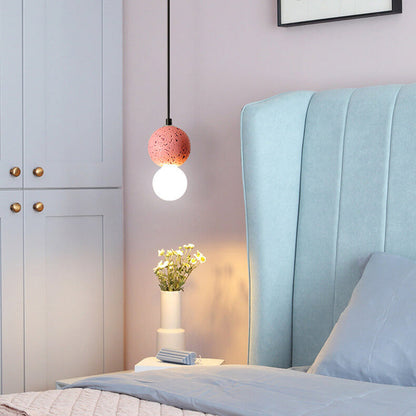 Contemporary Scandinavian Orb Terrazzo 1-Light Pendant Light For Bedroom