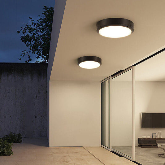 Modern Minimalist Outdoor Waterproof Aluminum PC Round LED Flush Mount Ceiling Light for Outdoor Patio