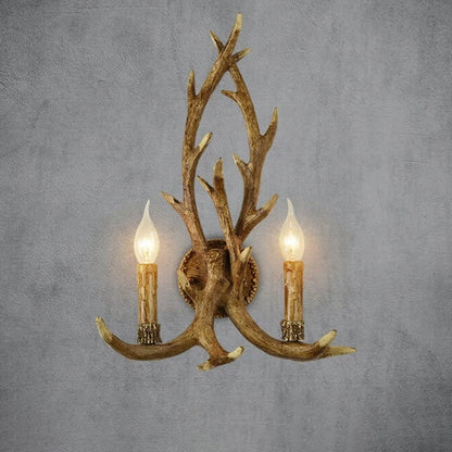 Industrial Resin Retro Antler 2-Light Creative Wall Sconce Lamp