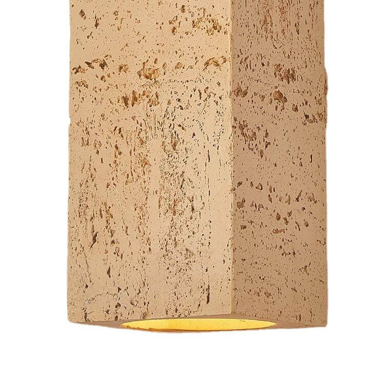 Traditional Retro Wabi-sabi Composites Square Column Hand Sculpted LED Wall Sconce Lamp for Living Room