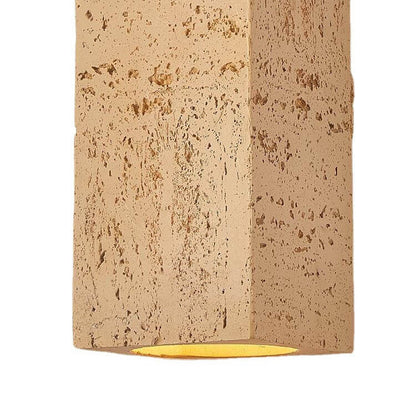 Traditional Retro Wabi-sabi Composites Square Column Hand Sculpted LED Wall Sconce Lamp for Living Room