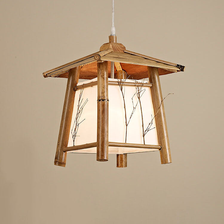 Traditional Japanese Bamboo Weaving Metal 1-Light Pendant Light