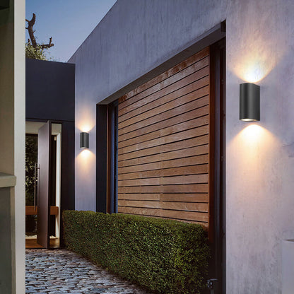 Modern Minimalist Outdoor Waterproof Aluminum Glass Cylinder 2-Light Wall Sconce Lamp for Outdoor Patio
