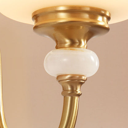Traditional European Jade Glass Brass Cone Cup Shade 1/2 Light Wall Sconce Lamp For Bedroom