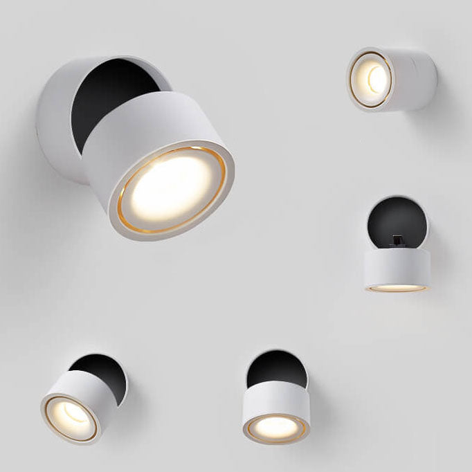 Modern Minimalist Round Aluminium Rotatable Folding LED Wall Sconce Lamp For Living Room & Bedroom