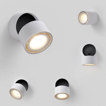 Modern Minimalist Round Aluminium Rotatable Folding LED Wall Sconce Lamp For Living Room & Bedroom